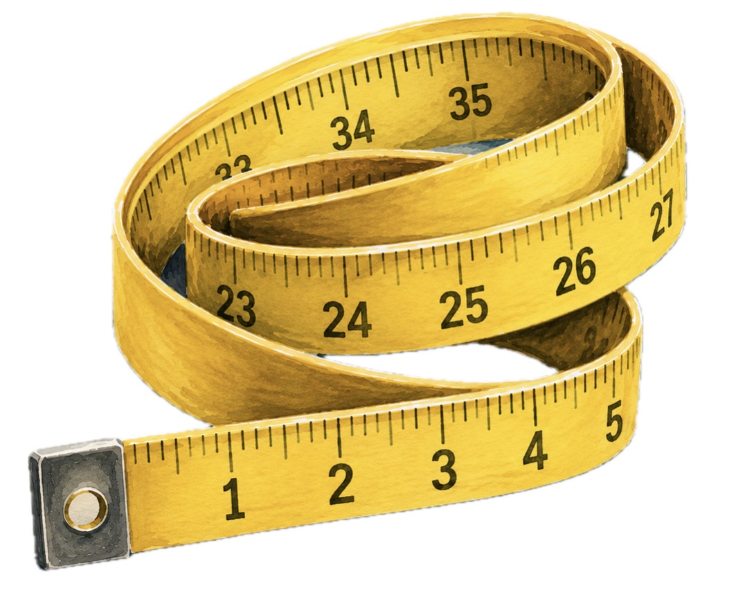 Watercolour illustration of a yellow tape measure
